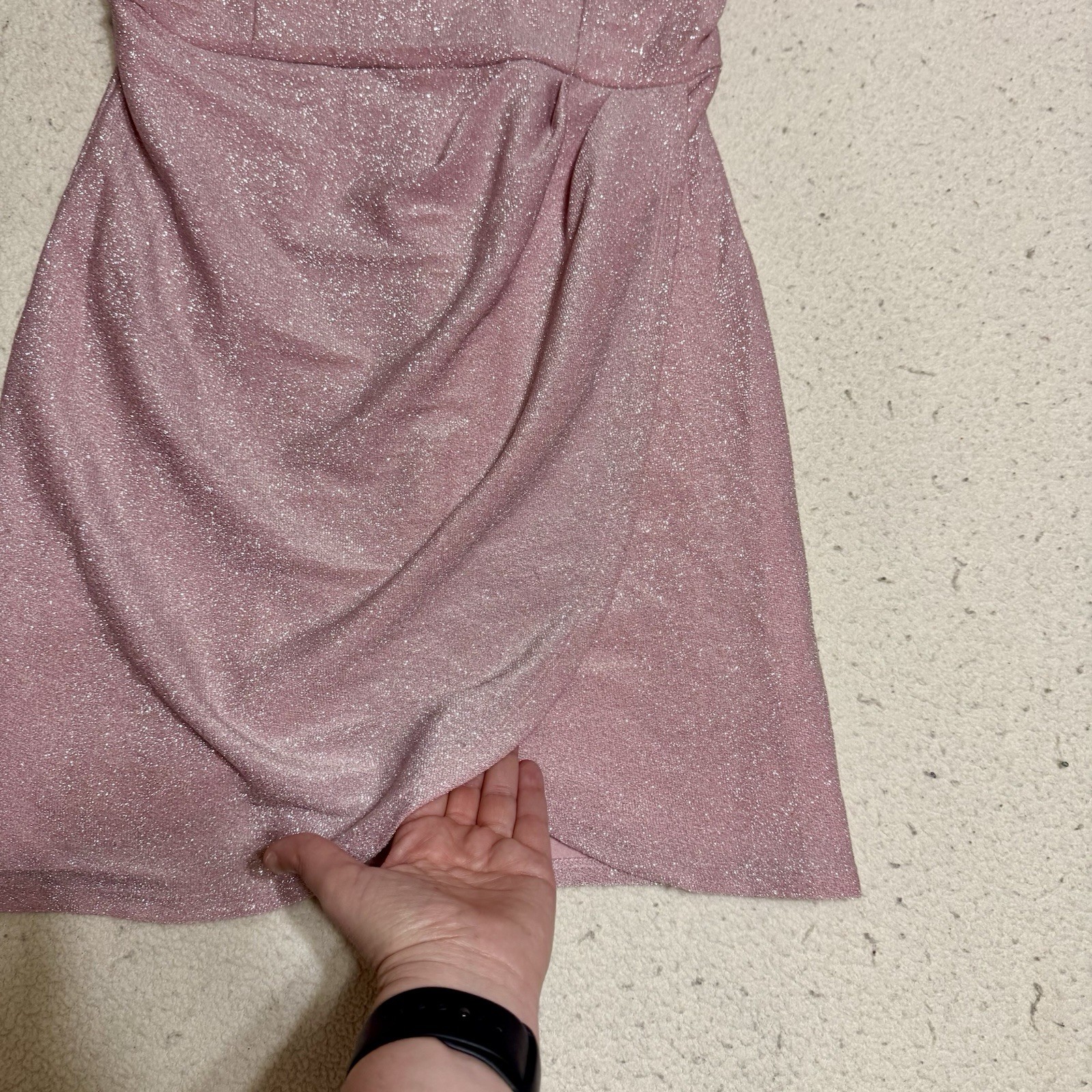 Miami For Francesca’s Light Pink Sparkle Wrap Dress Large Sleeveless Party Night