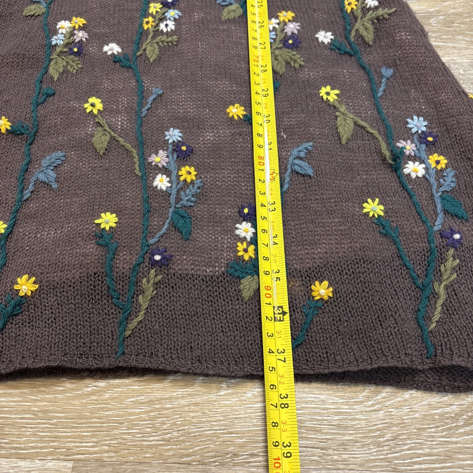***FLAWS*** Moschino Cheap & Chic Brown Wool Embroidered Floral Knit Dress XS