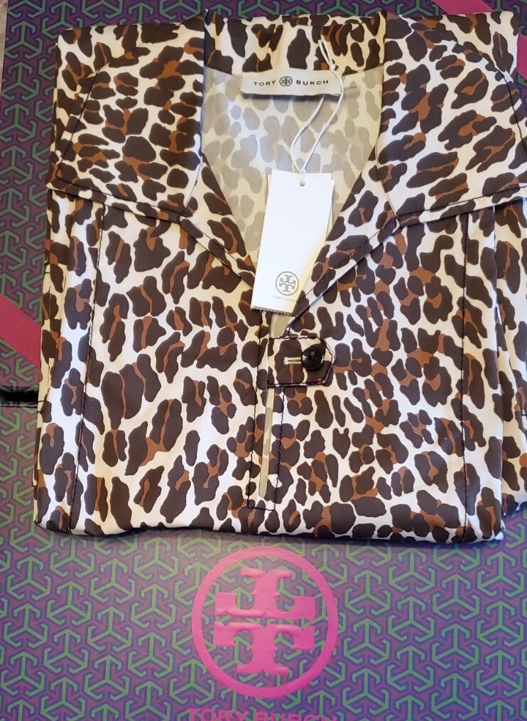 Tory Burch Reva Leopard Cotton Poplin Shirtdress Size 4 / 6 (New) $598