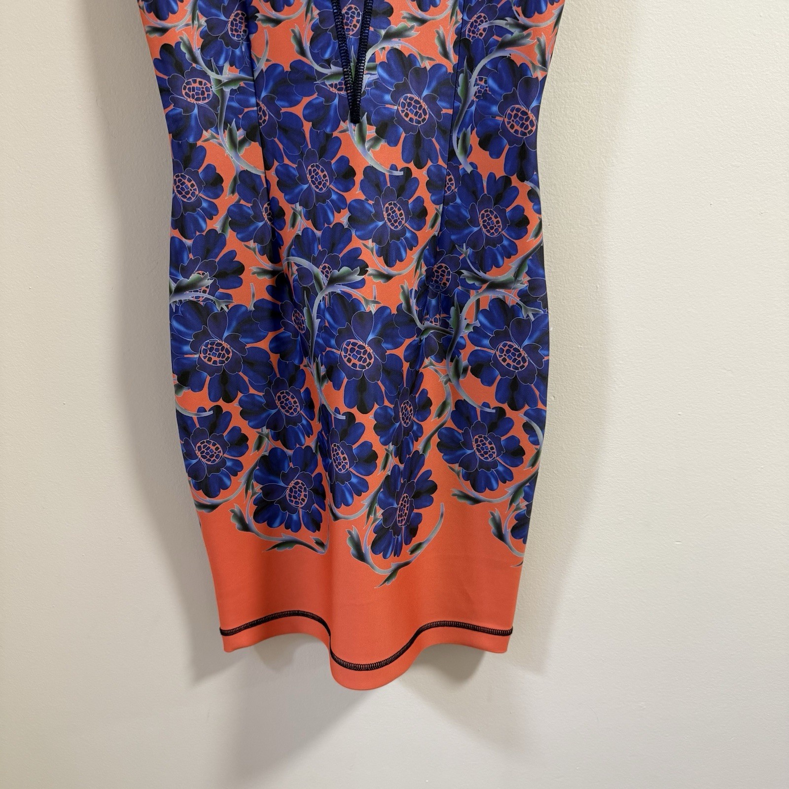 Cynthia Rowley Purple Bonded Floral Print Shift Dress Sz 10 Neoprene Scuba