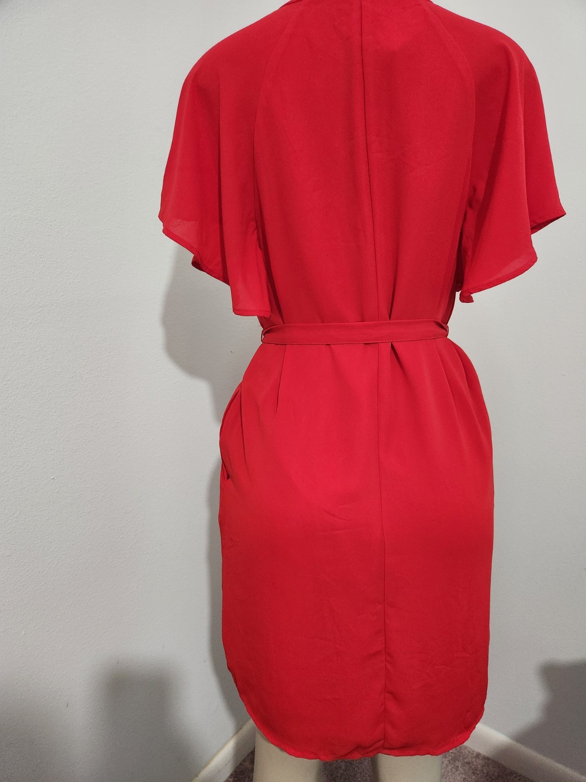 Gag Women’s Poyester Ruffle Sleeve Red Dress Saze XS #5