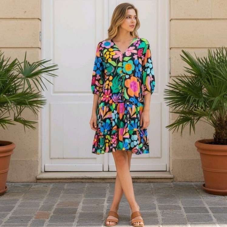Proud Poppy Charlie Dress in Black Wonderland by Kasey Rainbow Size 2