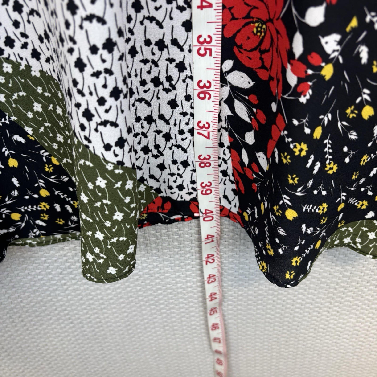 Libby Edelman Floral Patchwork Midi Dress Size Large Boho Cottagecore Ruffles