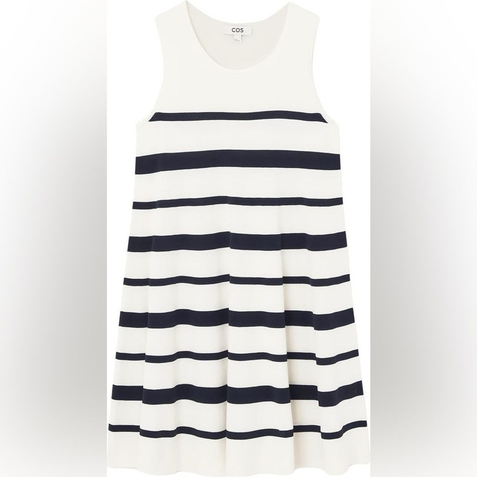 COS Knit Sleeveless Dress Womens Medium A-Line Tank Swing Stripe Preppy Nautical