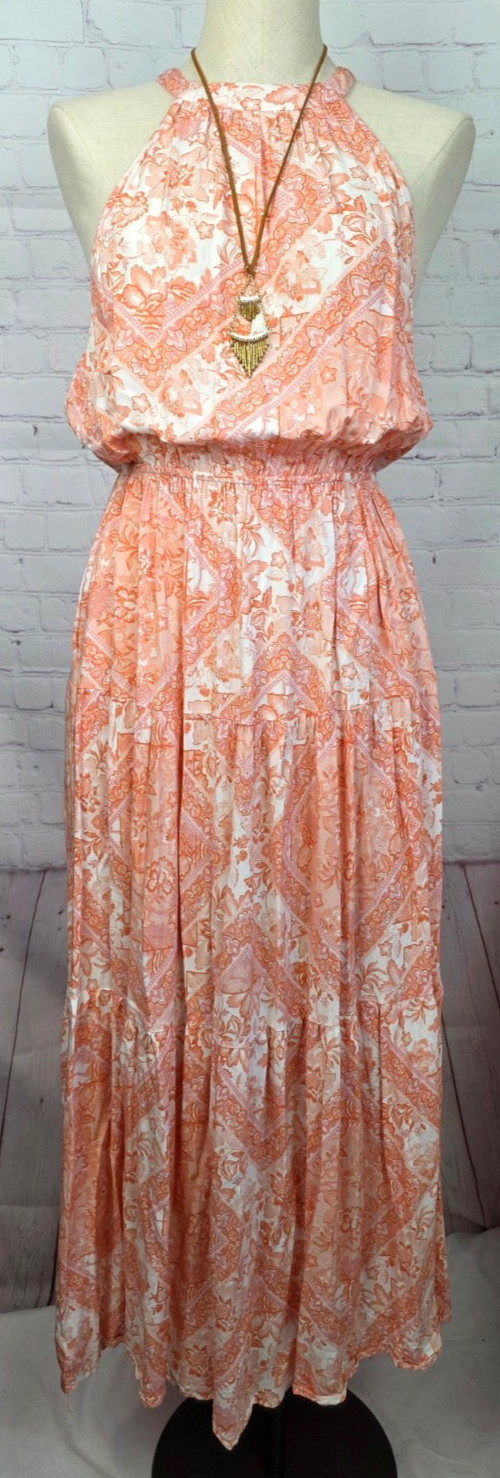 Petal & Pup Halter Dress Floral Wedding Guest Boho Western Country Club Size 6