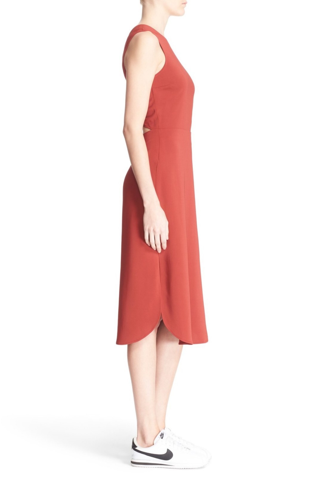 A.L.C. Jocelyn Orange Cutout Open Back Crepe Stretch Tulip Hem Midi Dress 6 = S
