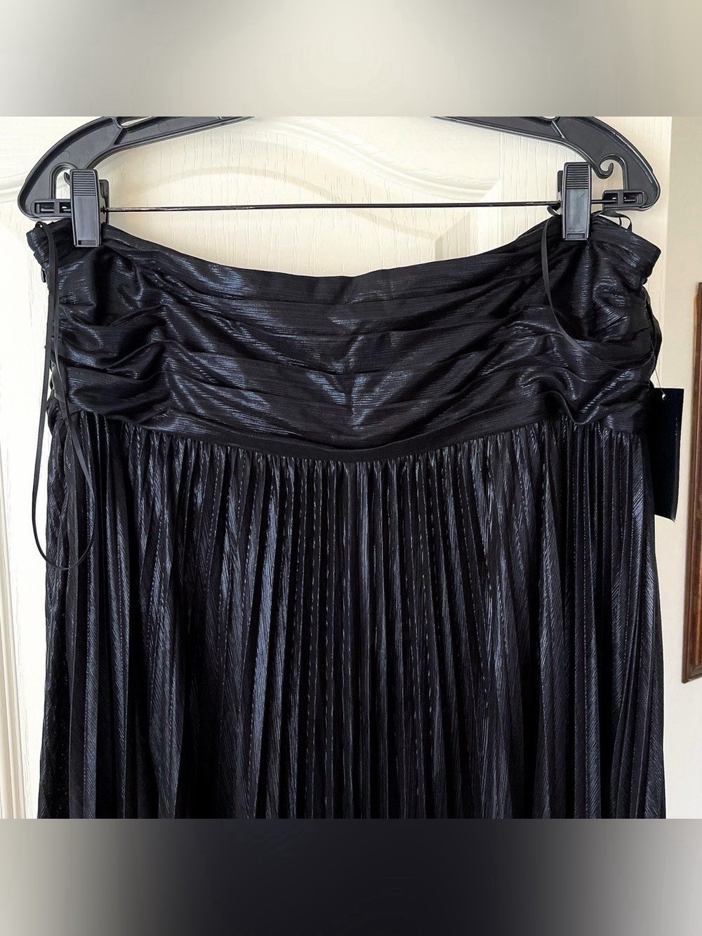 Retrofête Zoa Metallic Pleated Strapless Gown Black XXL NWT