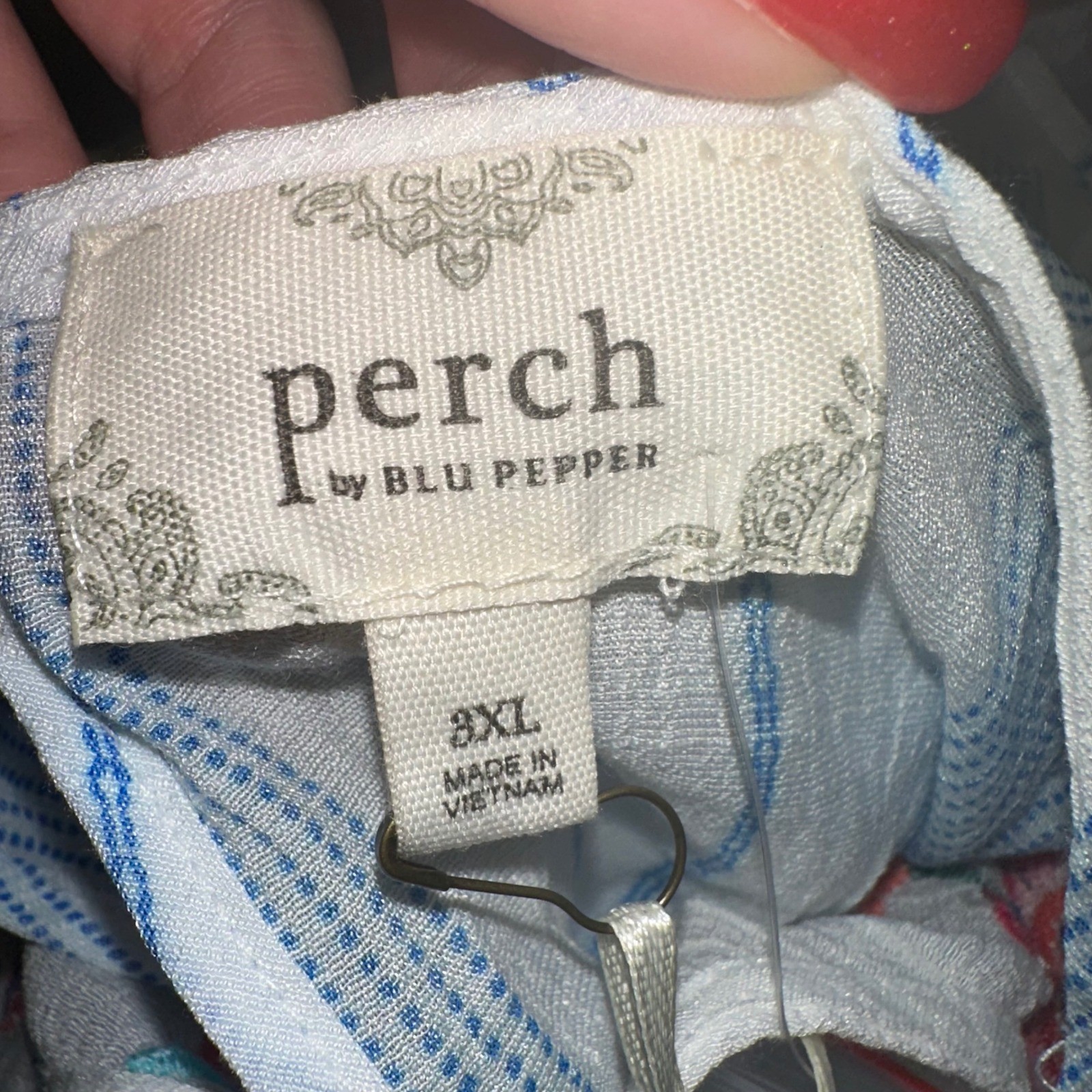 Perch by Blu Pepper Embroidered Striped Tiered Ruffle Sleeve Dress 3XL