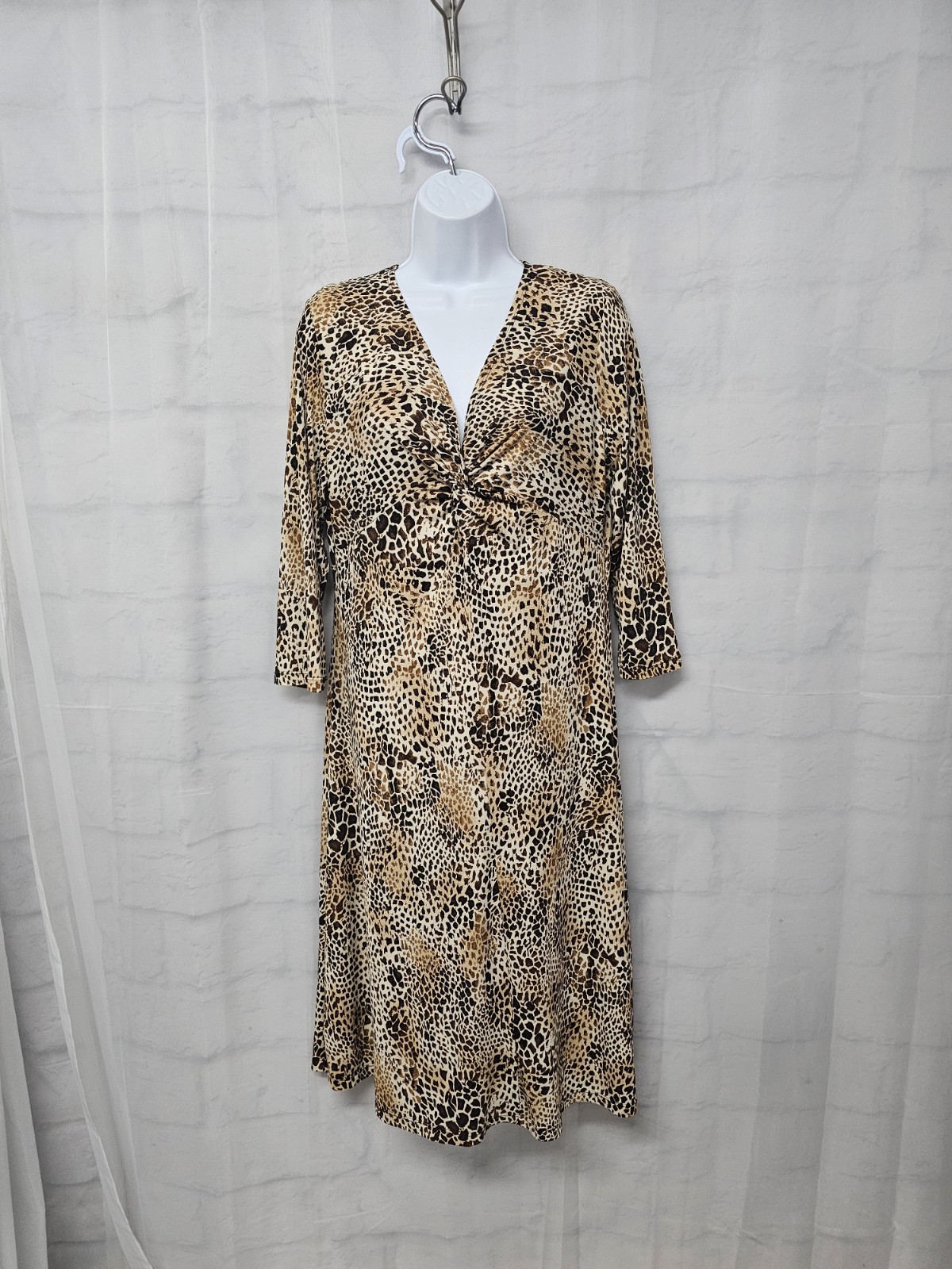 Elementz Dress Leopard Brown Midi Grunge Indie Sleeze Casual M