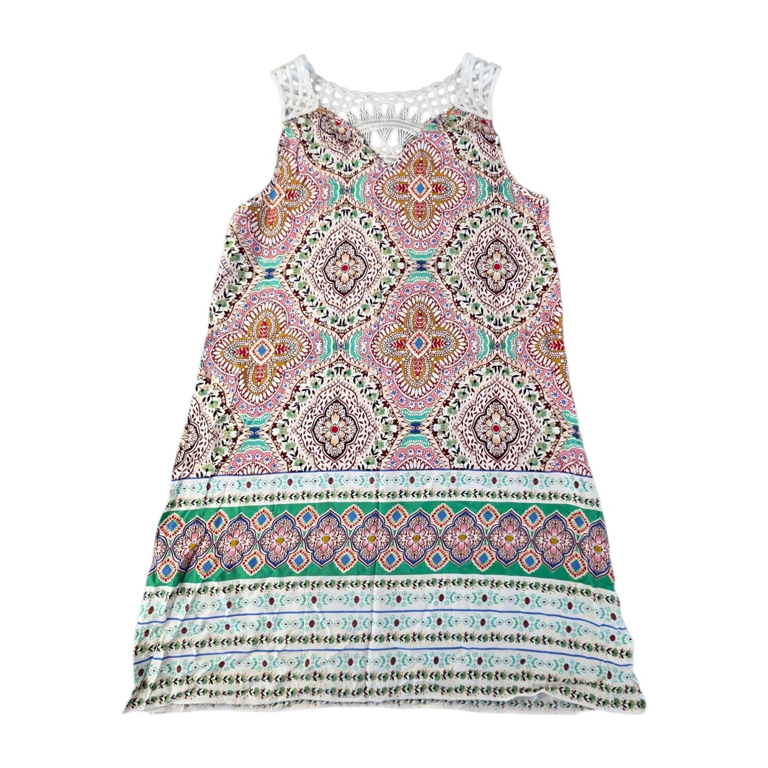 Cupshe Geometric Shift Dress Crochet Lace Yoke Sleeveless S CAA05A4B005DP