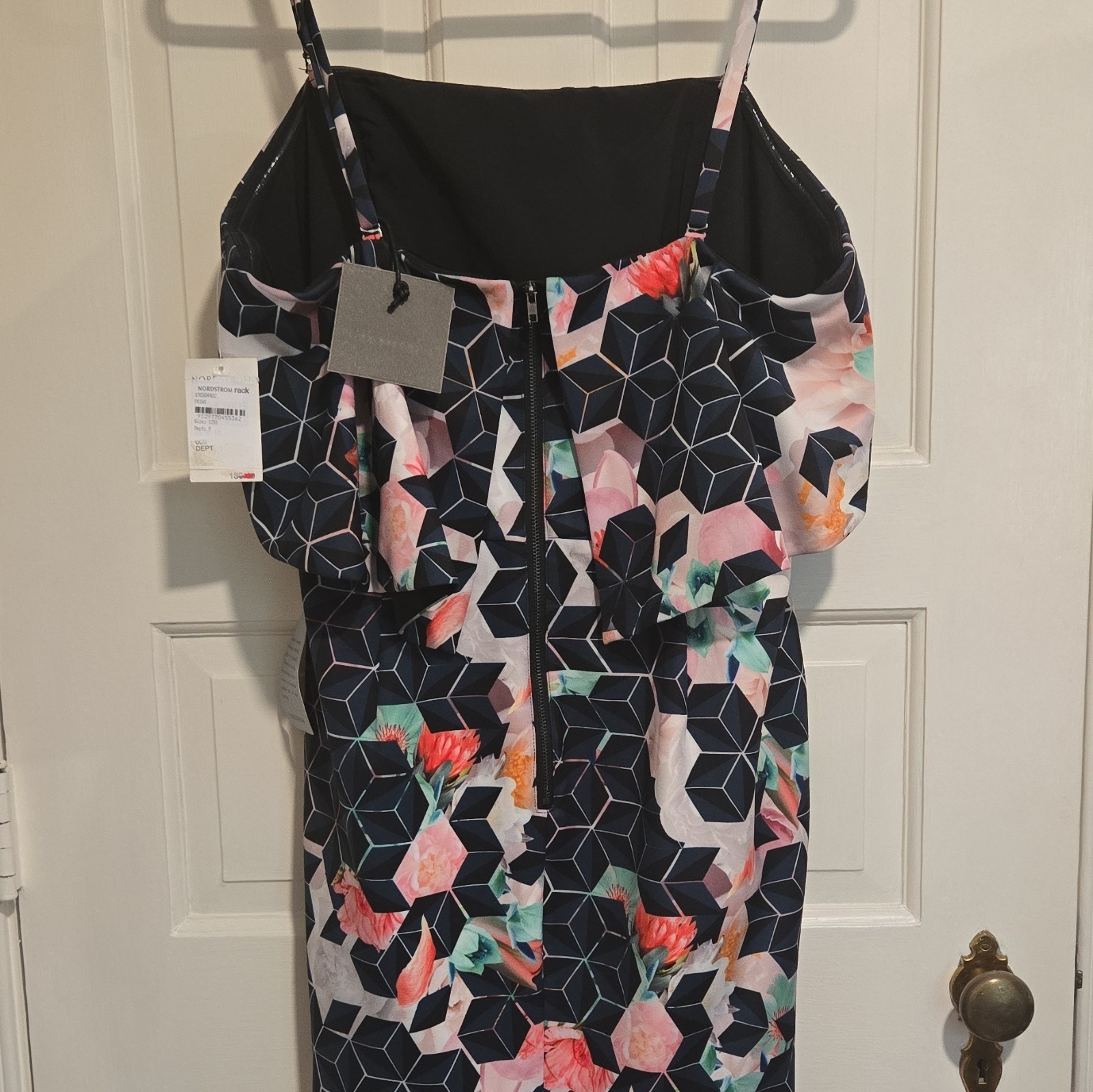 Cooper St Size 12 Floral Geometric Strappy Fit & Flare Midi Dress Black Pink