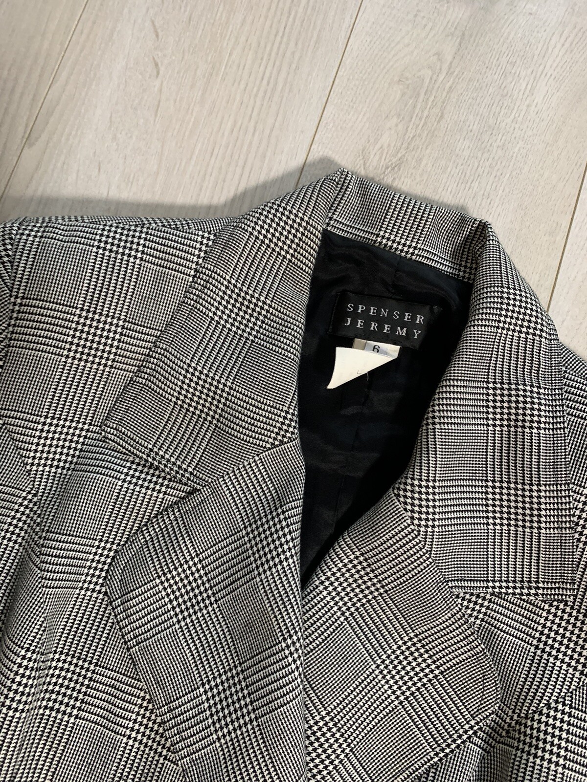 Spenser Jeremy Gray Houndstooth Vintage Waist Tie Belt Trench Wrap Dress Sz 6
