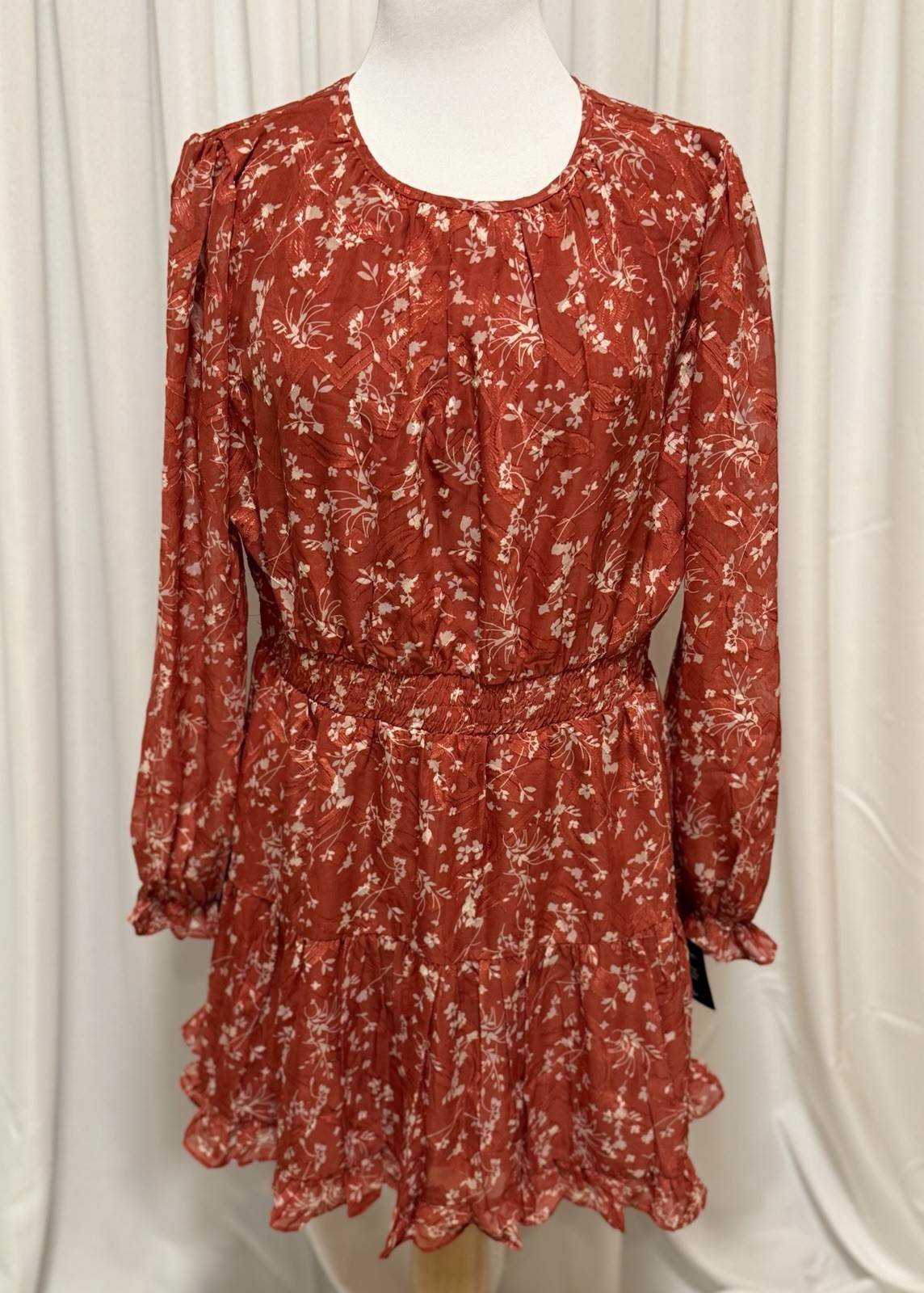 Floral Mini Dress Cowgirl Wedding Guest XL Rustic Red Print Short Rodeo Festival