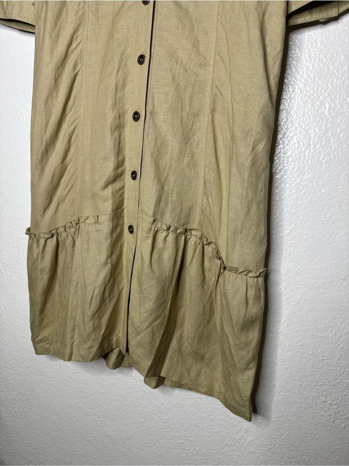 Chadwicks – Khaki Button Front Midi Shirt Dress with Pockets