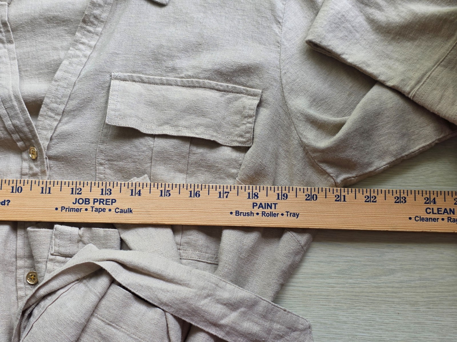 Michael Kors Linen Blend Shirt Dress Large Beige Belted Button Front NWOT