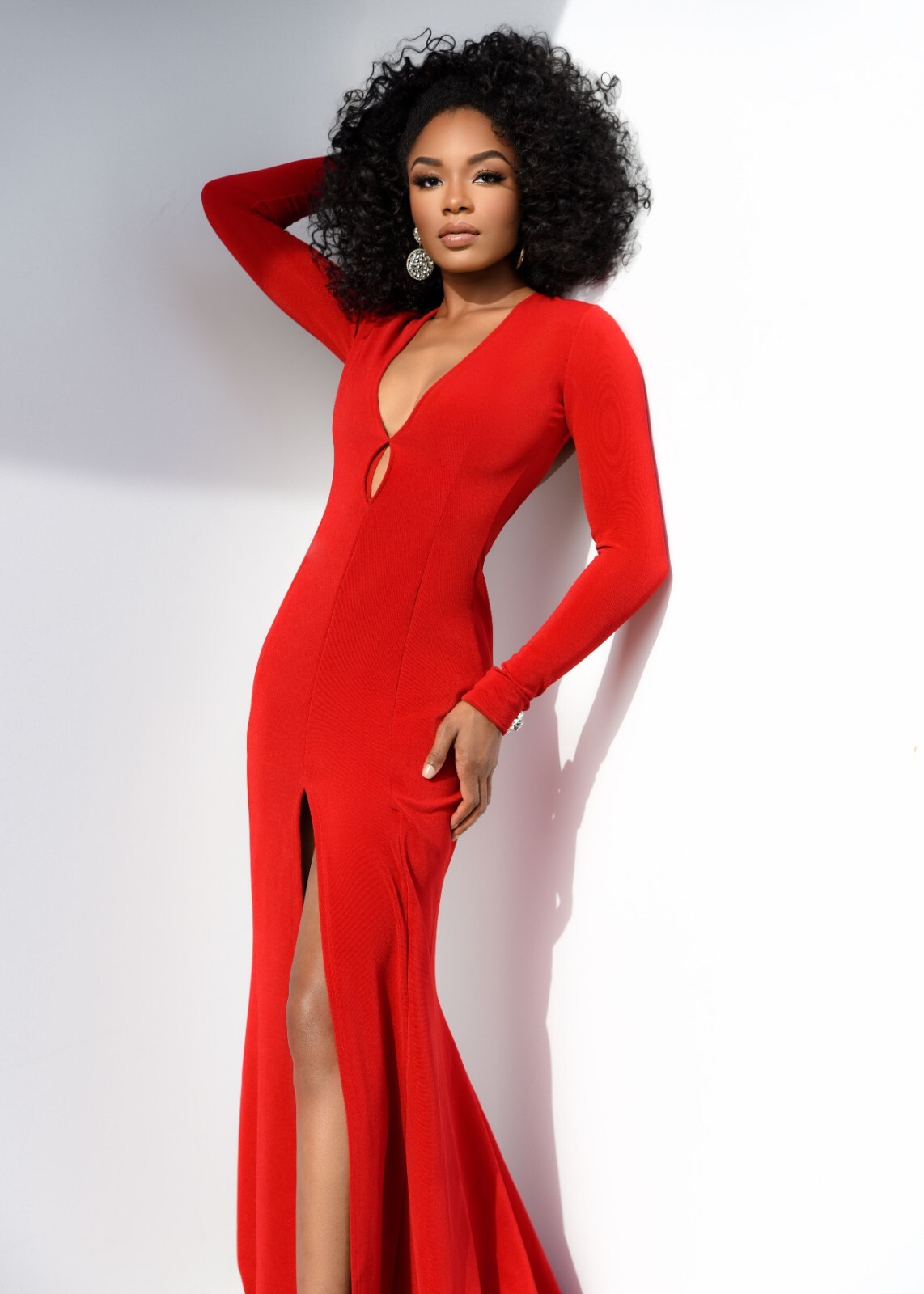 ABSOLUTELY STUNNING RED CUSTOM MADE TONY BOWLS EVENING GOWN