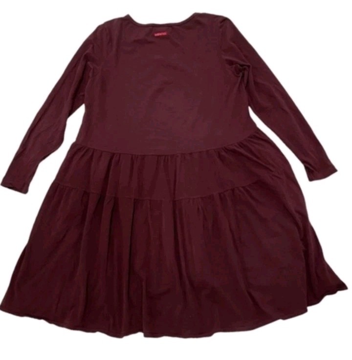 NWOT! ~HARD TAIL~ LONG SLEEVE TIERED BURGUNDY CAKE DRESS-L