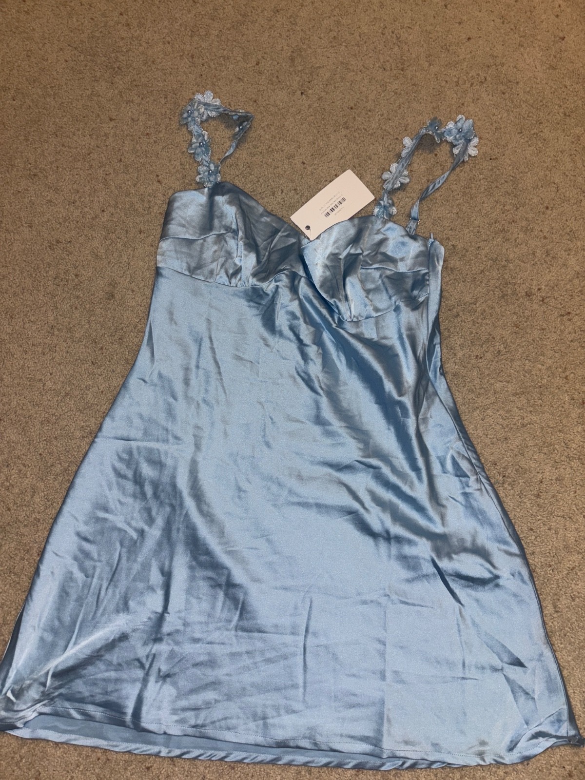 beginning botique marbelle blue satin dress size 8