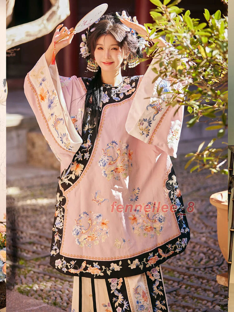 Qing Dynasty Womens Retro Chinese Costumes Dress Printed Hanfu Dress New