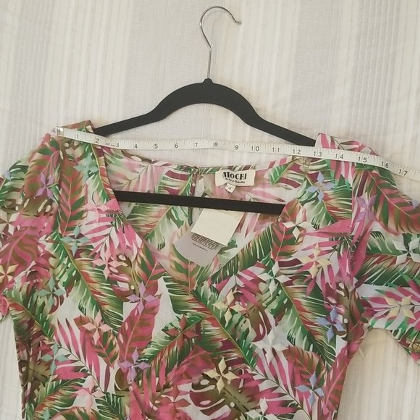 NWT All Things Mochi Philippa Ruffled Printes Linen Wrap Dress, size S