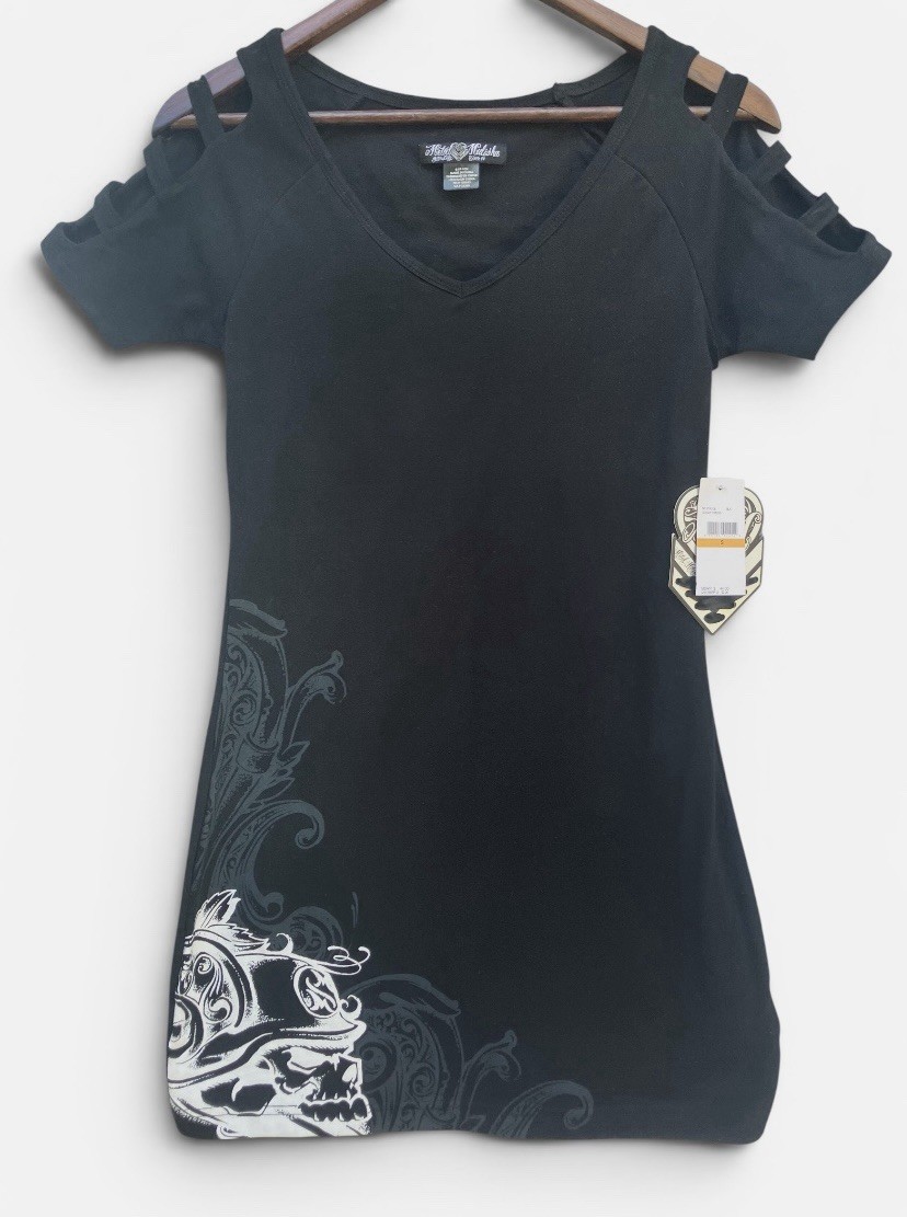 Women’s Metal Mulisha Mini Dress Size S New W/Tags Y2K Grunge Moto-Grunge Goth