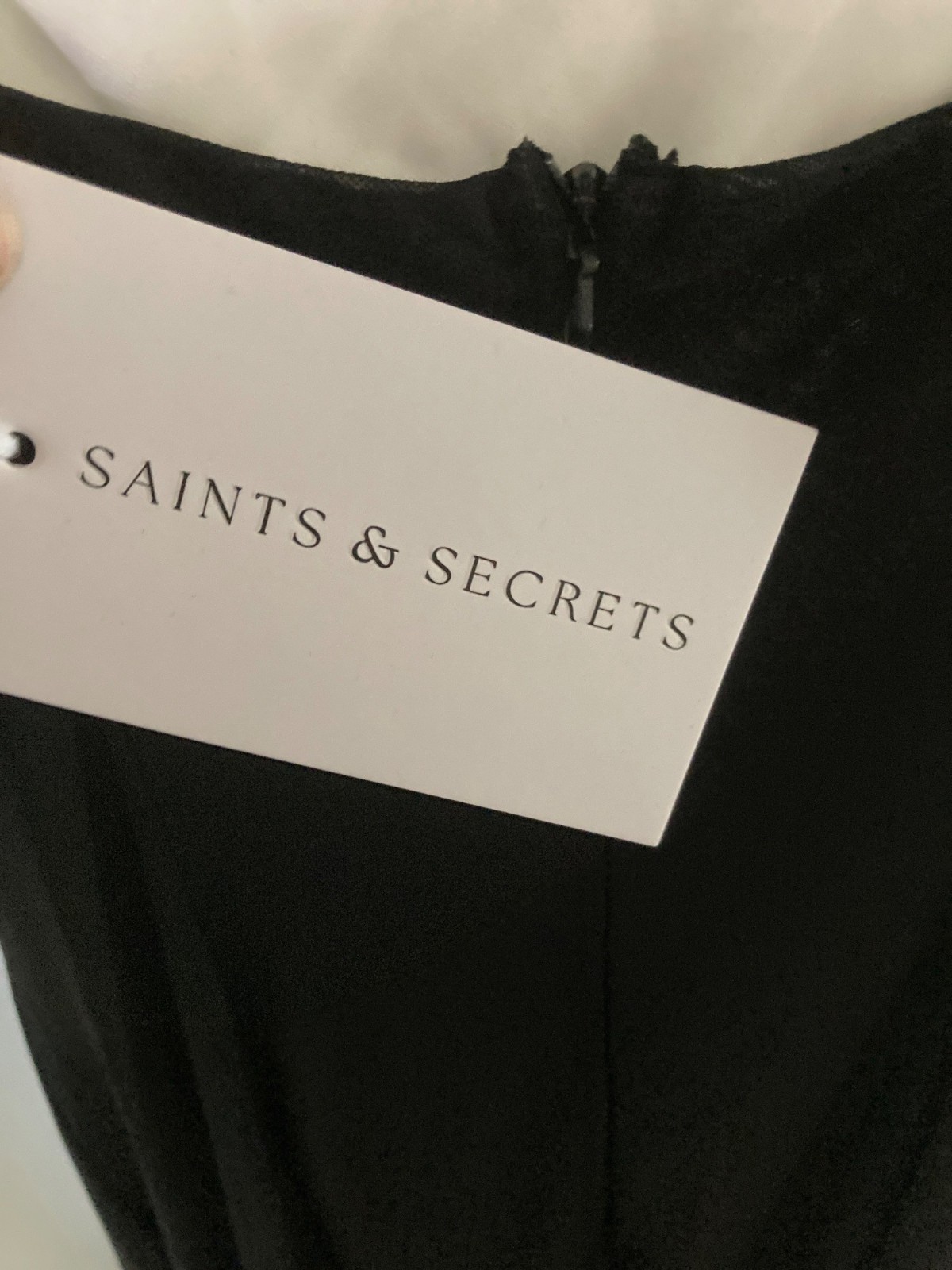 Saints and Secrets Bow Bust Mesh Maxi Dress Black Medium NWT