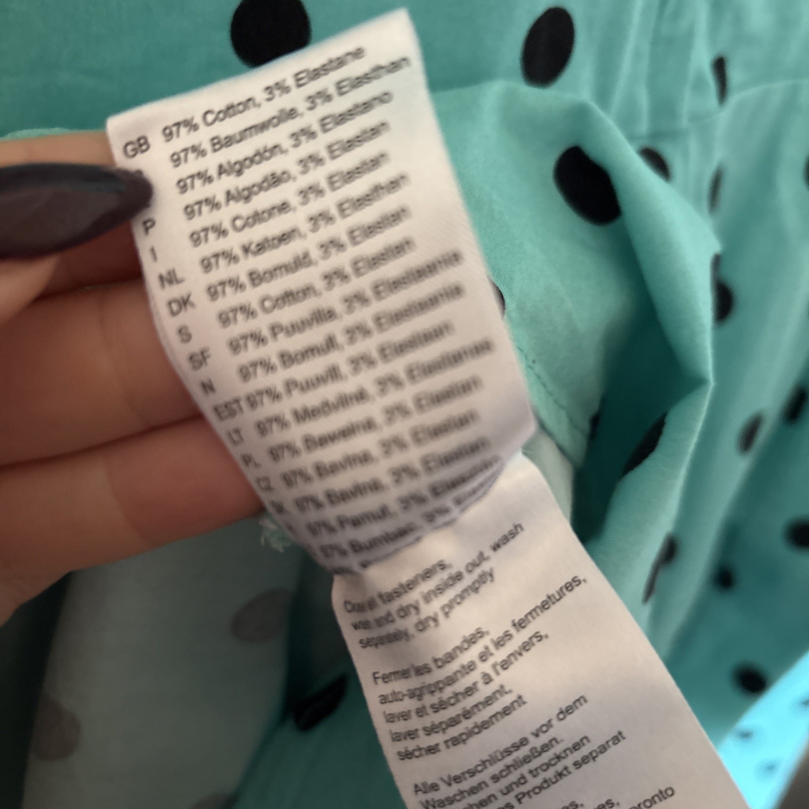 ^Dolly and Dotty Turquoise Blue & Black Polka Dot Rockabilly Fit & Flare Dress