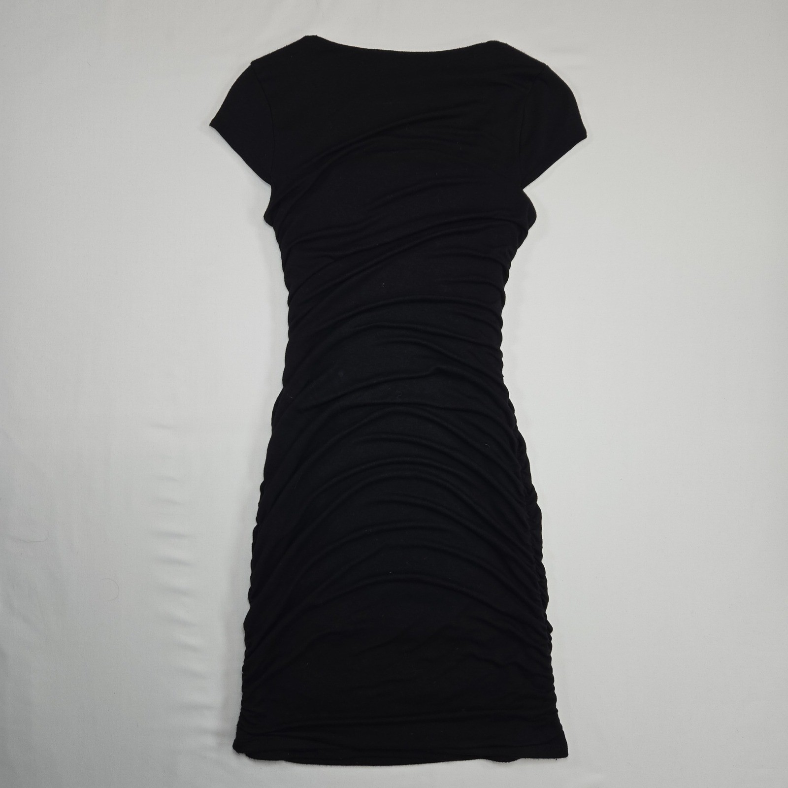 Deb Black Stretch Ruched Bodycon Mini Dress Women’s Small Y2K Whimsigoth
