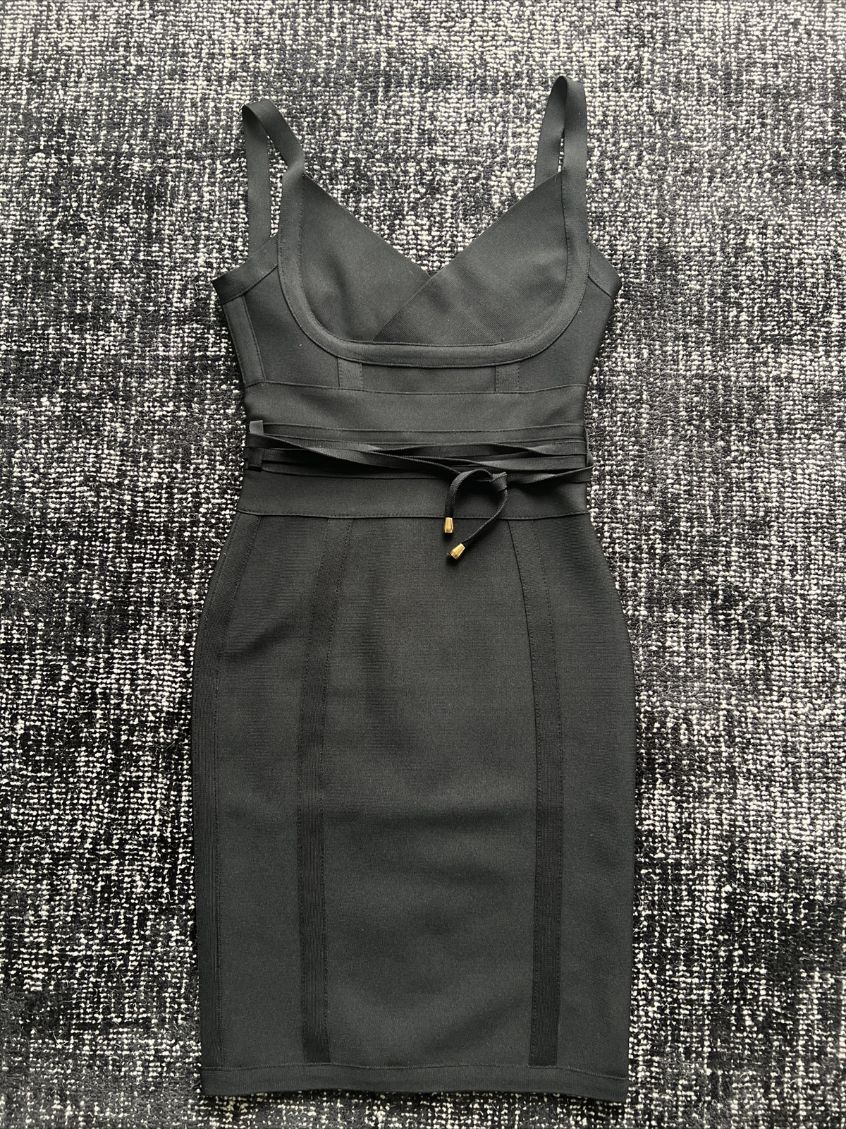 Adyce Beautiful Women’s Sexy Elegant Bodycon Bandage Black Gold Zip Dress Size S