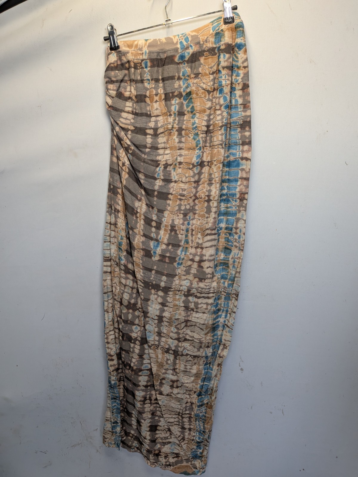 Hard Tail Forever Medium Snakeskin Pattern Maxi Strapless Dress Brown Blue 6410