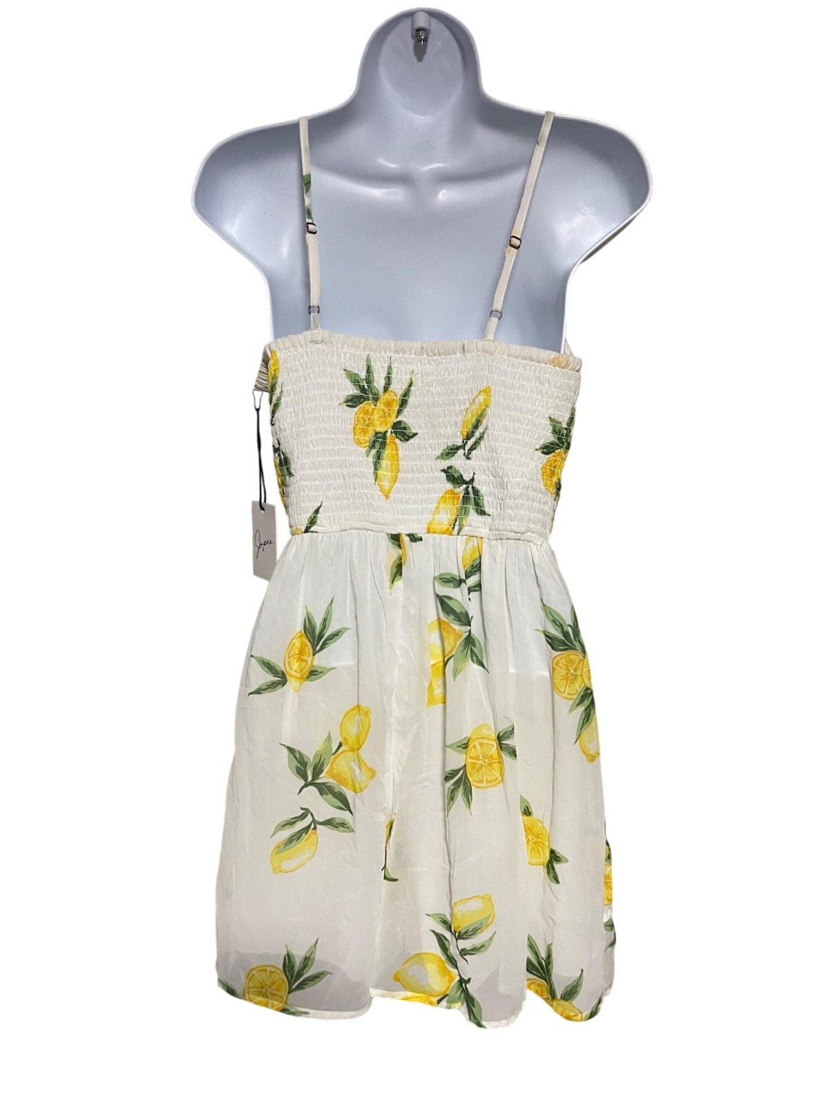 Japna White Lemon Print Ruffle Mini Dress Womens Size S