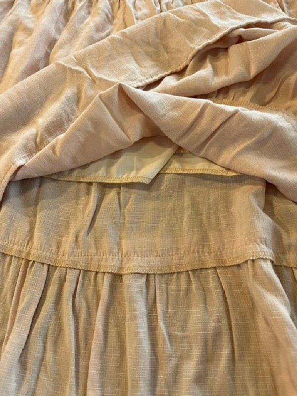 BTFBM BLUSH SOLID RAYON SZ XL EMPIRE ADJUST SPAGHETTI STRAP TIERED GENTLY WORN
