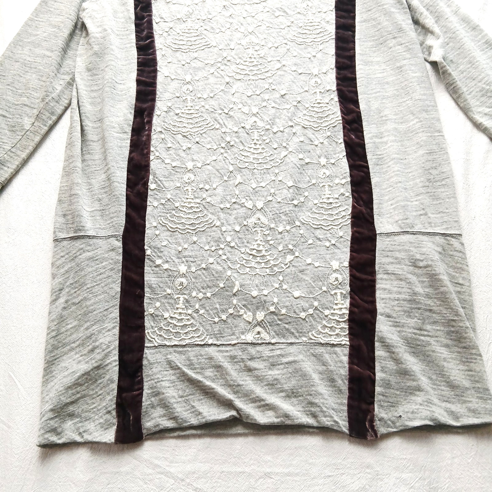Tsumori Chisato Tunic dress Embroidered Ballerina Size Wool Gray Silk Velvet