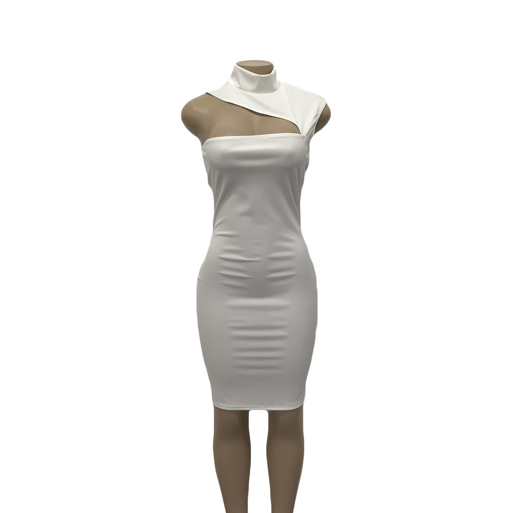 White DAZZLING Sleeveless SLIT SLINKY Midi DRESS Sexy Party Skirt Bodycon Sling