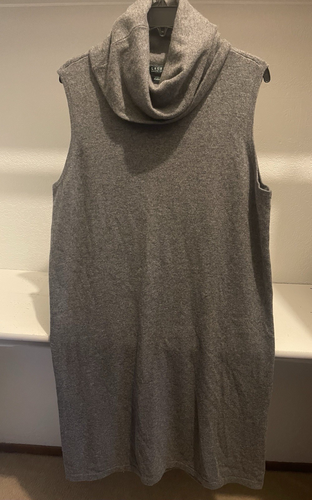 Ralph Lauren Grey sleeveless turtleneck sweater dress 2X wool & cashmere blend