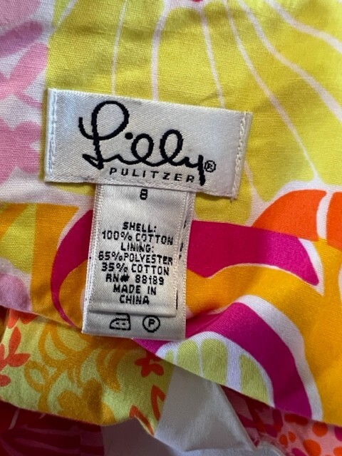 VTG Lilly Pulitzer Kings Court Patchwork Shift Dress Pink Yellow Preppy Beach 8