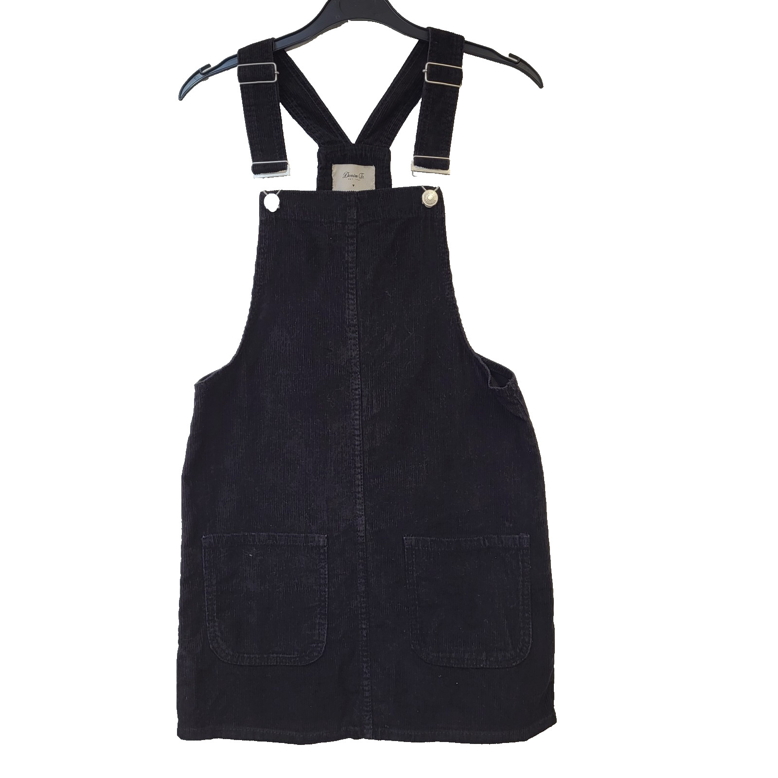 Denim Co Pinafore Dungaree Dress Black Corduroy Denim Size 6