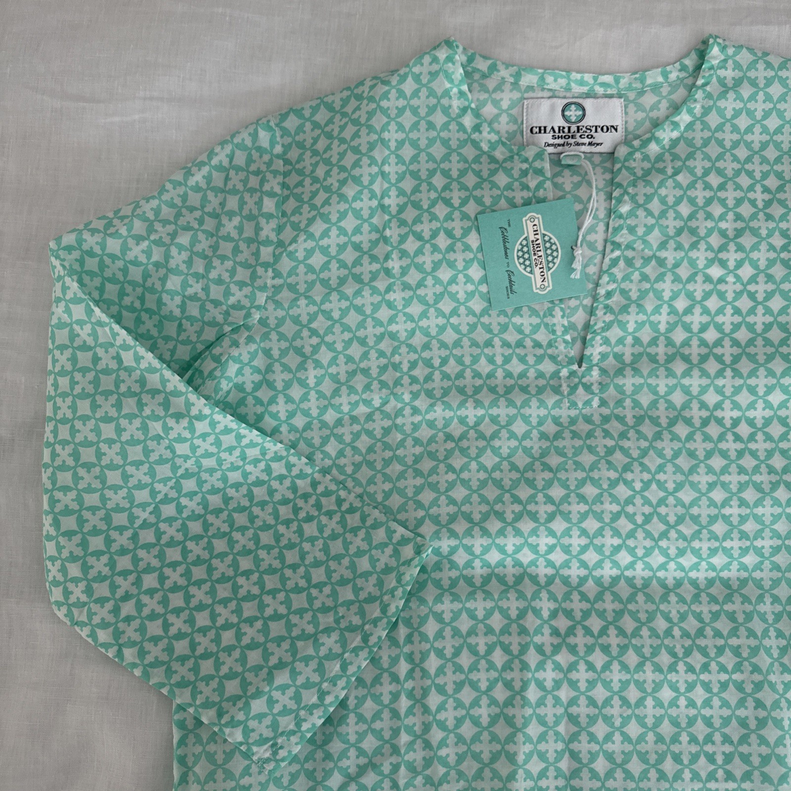 NWT Charleston Shoe Company By Steve Mayer Size Small Dress Aqua White Tunic