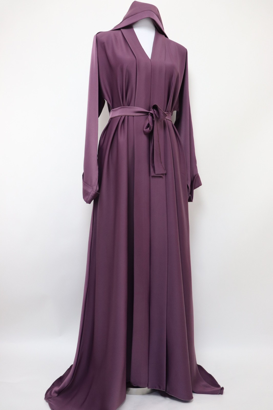 Dubai Abaya Closed Crinkle Semi Flare Umbrella Muslim Modest Dress Iris