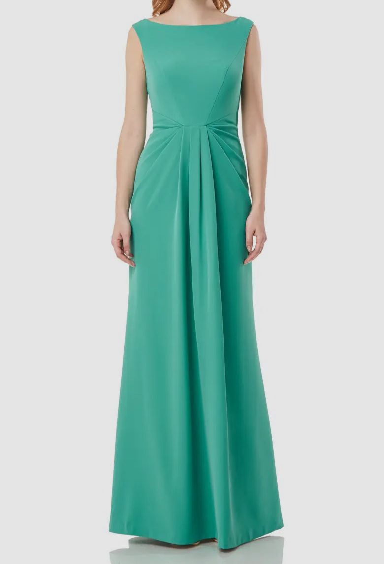 $368 Kay Unger Women’s Green Sleeveless Bateau Neck A-Line Dress Size 8