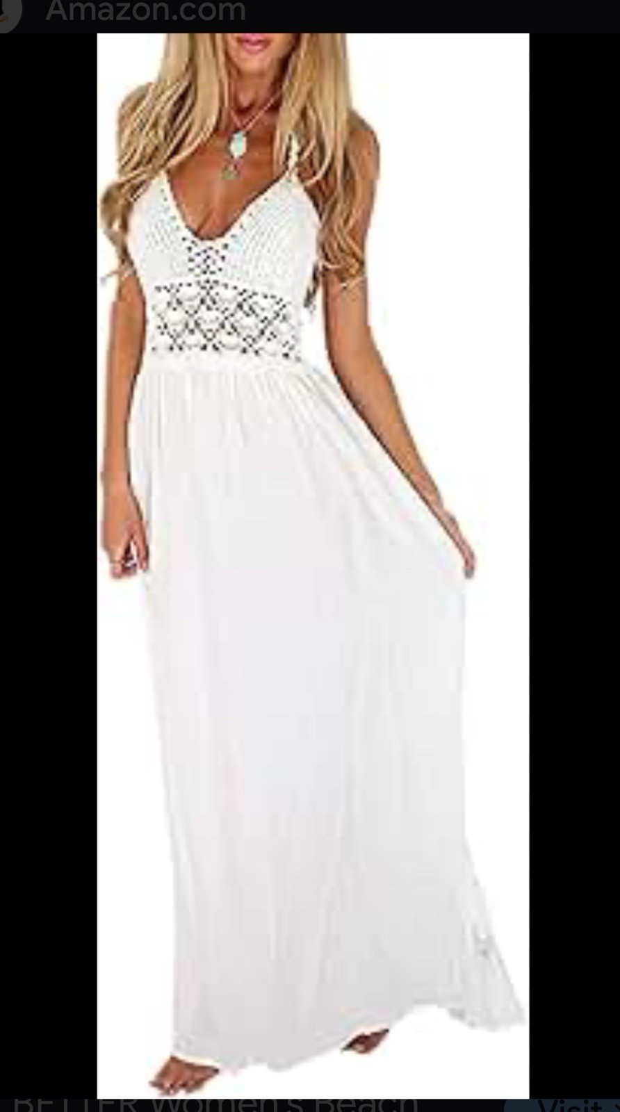 LILBETTER Women’s Beach Crochet Backless Bohemian Halter Maxi Dress XL NEW a63