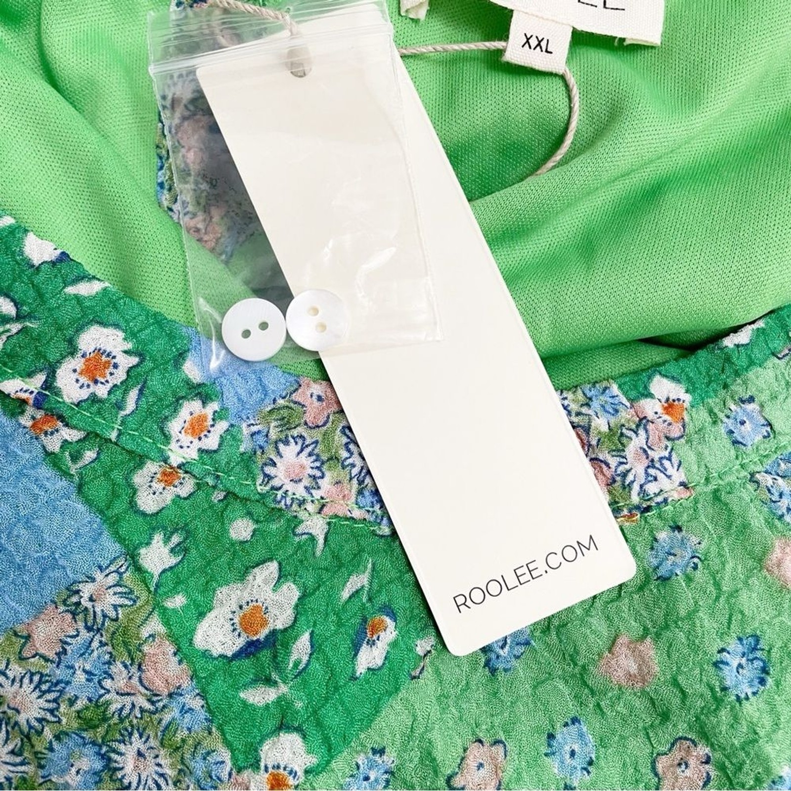 NWT Roolee Cottagecore Floral Patchwork Midi Dress Size XXL Coastal Spring Green