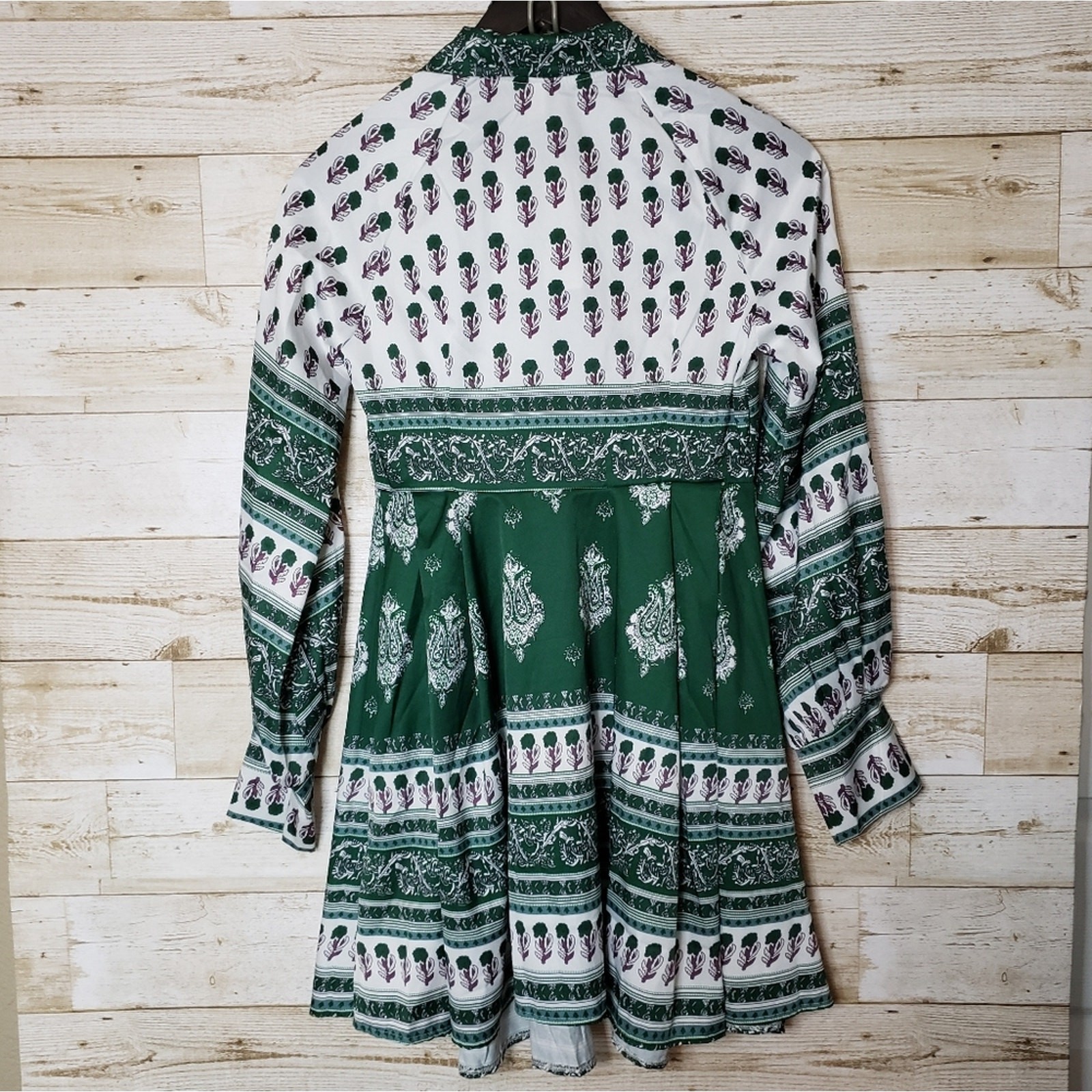 Printed Boho Shirt Dress M A-Line Mini Floral Paisley Festival Cottage Tribal.