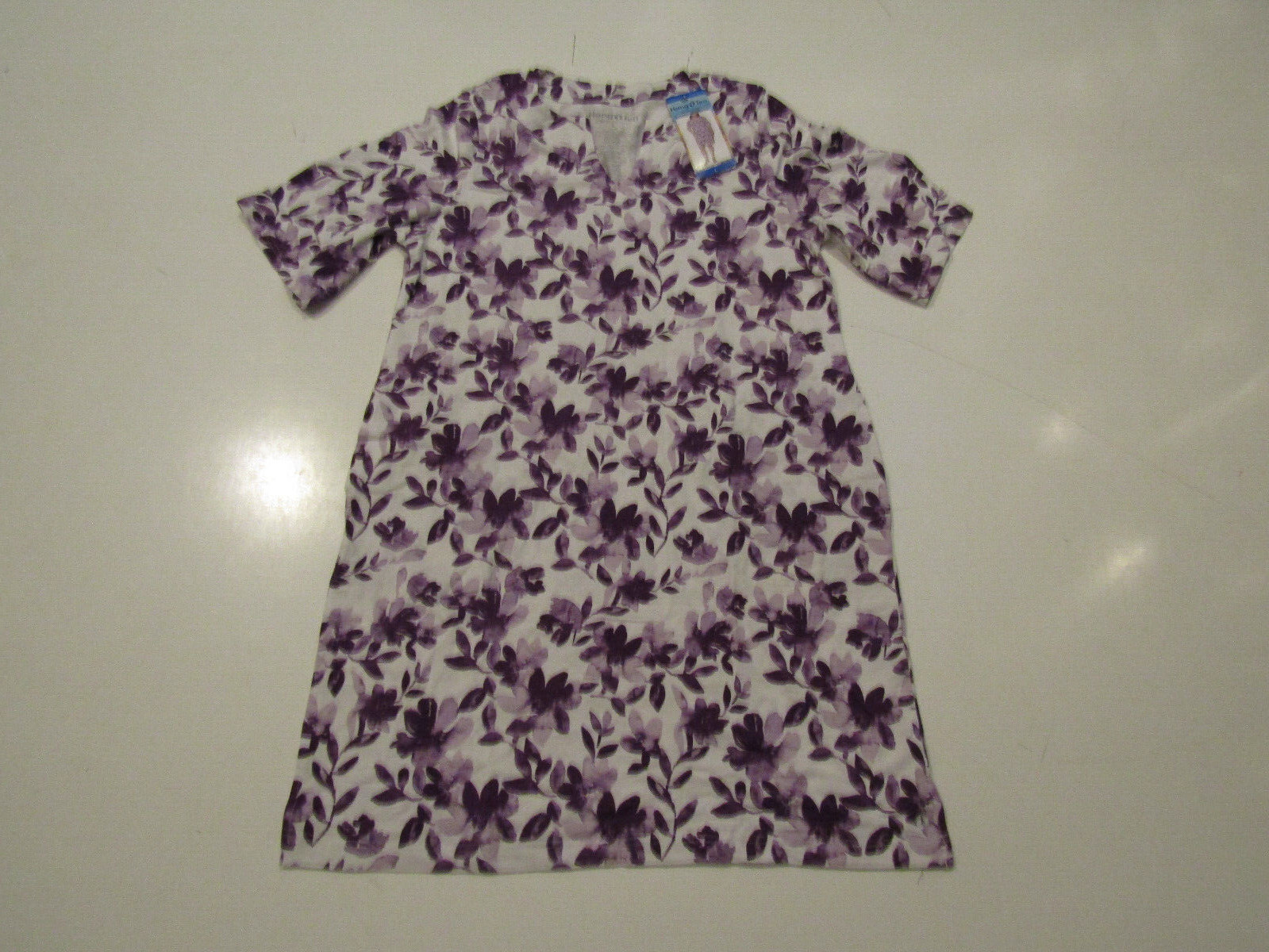 HANG TEN Womens White Purple Floral Dress UPF 50+ Wicking Large L NWT