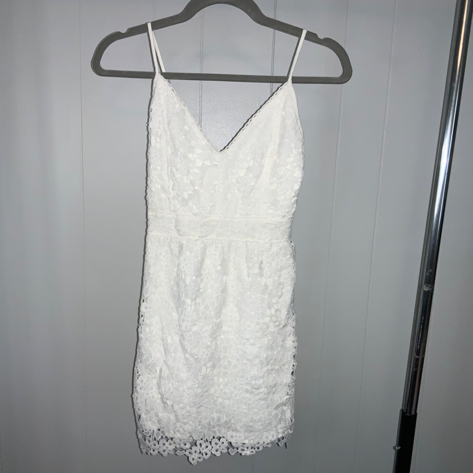 Abercrombie & Fitch white lace mini sundress XSP adjustable straps lined