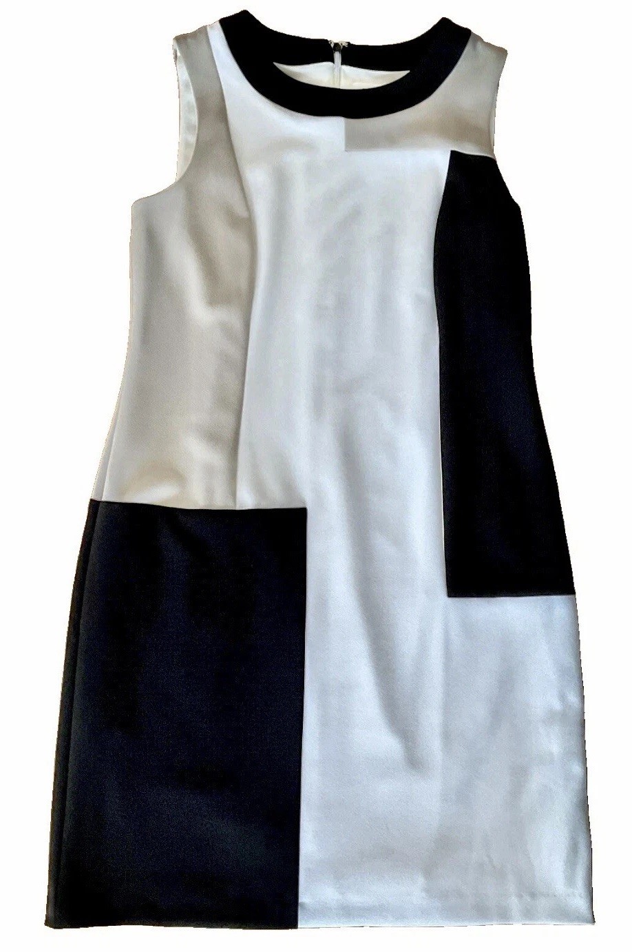 Calvin Klein Women’s Colorblock Sheath Dress Retro Mod/Gogo 60s Sz 8 White Beige