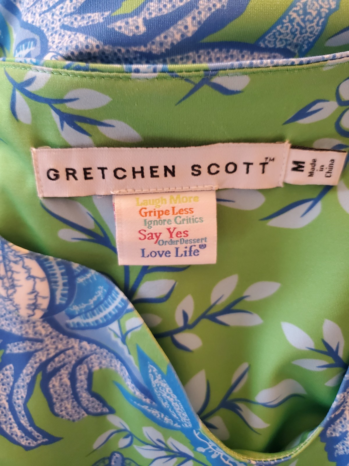 GRETCHEN SCOTT Swerve Palm Swerve Sleeveless Dress w/Blue Green Palms (Size M)
