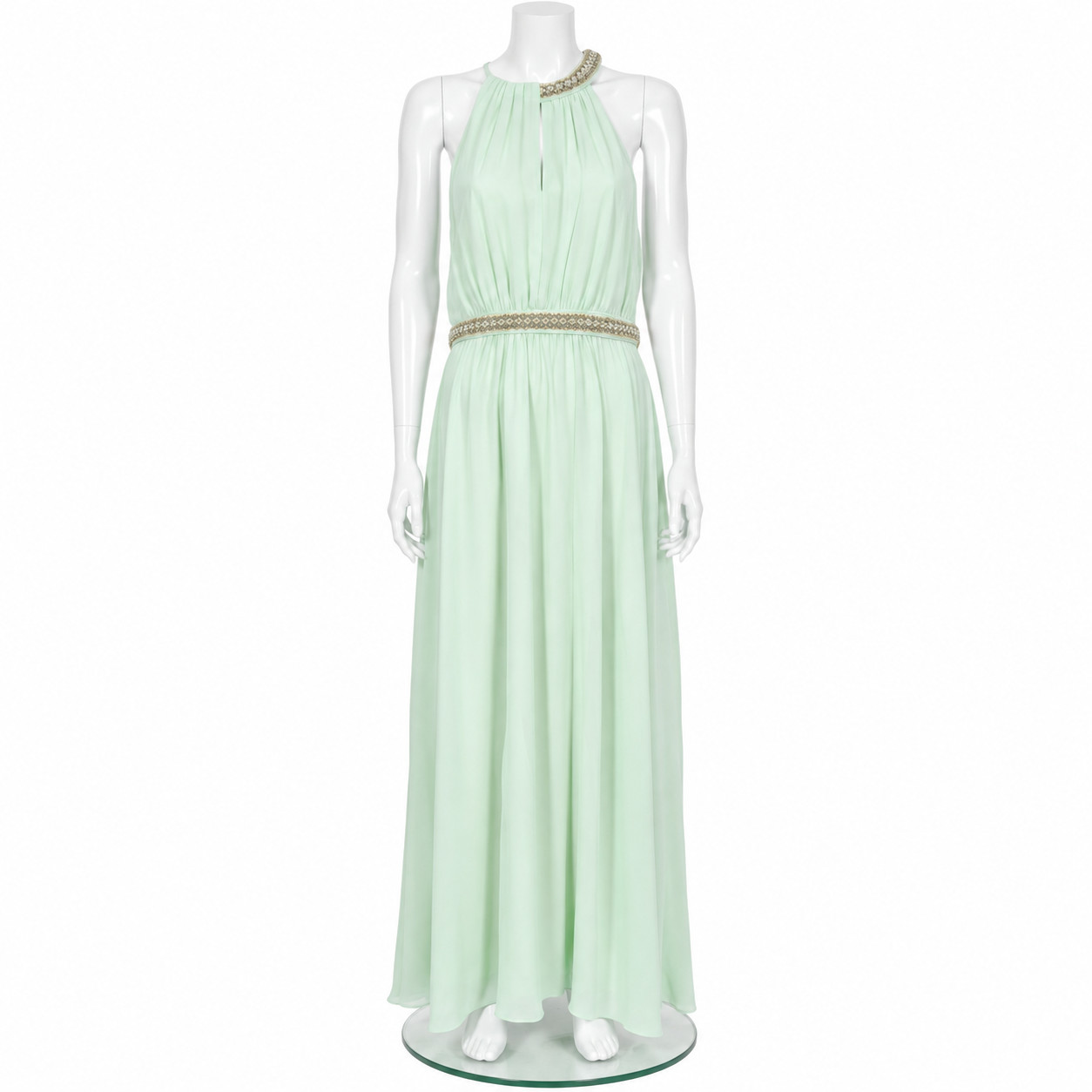 Jenny Packham mint green pearl embellished chiffon dress UK 14 US 10 EU 42 NWT