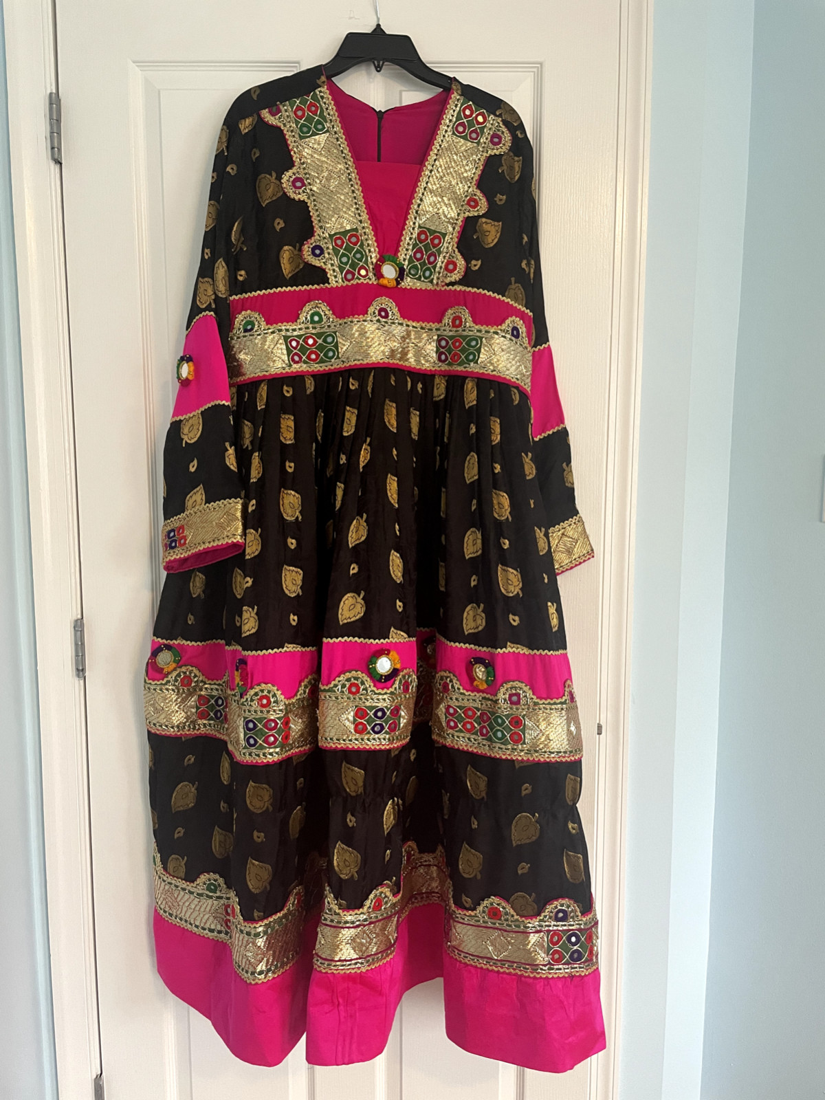 Used Women’s Afghani Dress 3 Piece Set Black Hot Pink Traditional Plus Size 2X