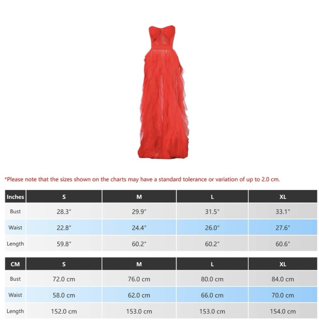 Corset-ruffled red backless Dress Size: Large